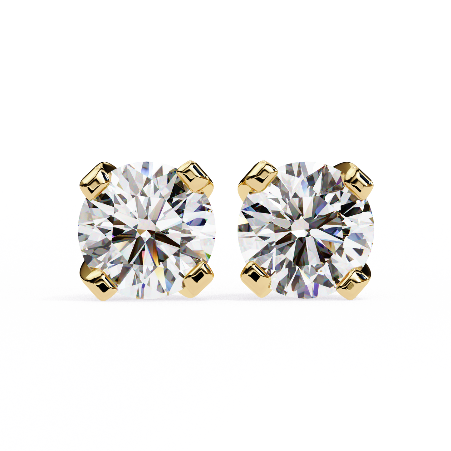 2.57 CTW Round Lab-Grown Diamond Sculpted Four-Prong Stud Earrings in 14K Gold