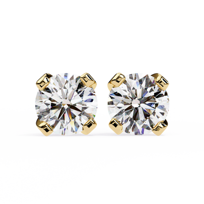 2.57 CTW Round Lab-Grown Diamond Sculpted Four-Prong Stud Earrings in 14K Gold