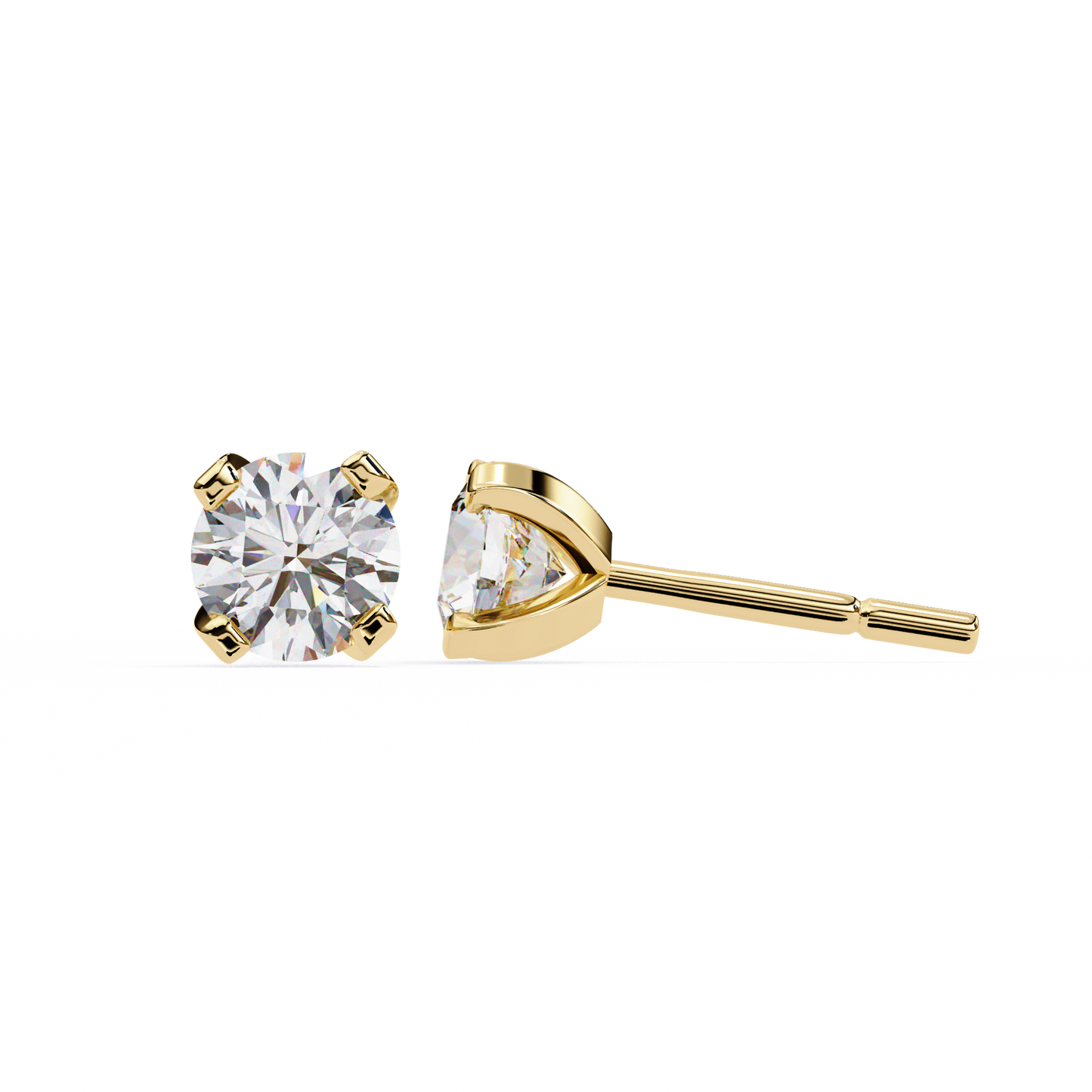 2.57 CTW Round Lab-Grown Diamond Sculpted Four-Prong Stud Earrings in 14K Gold