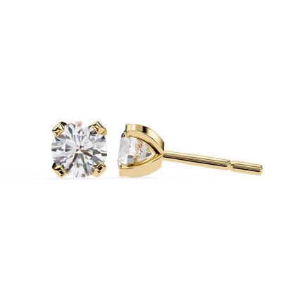 2.57 CTW Round Lab-Grown Diamond Sculpted Four-Prong Stud Earrings in 14K Gold