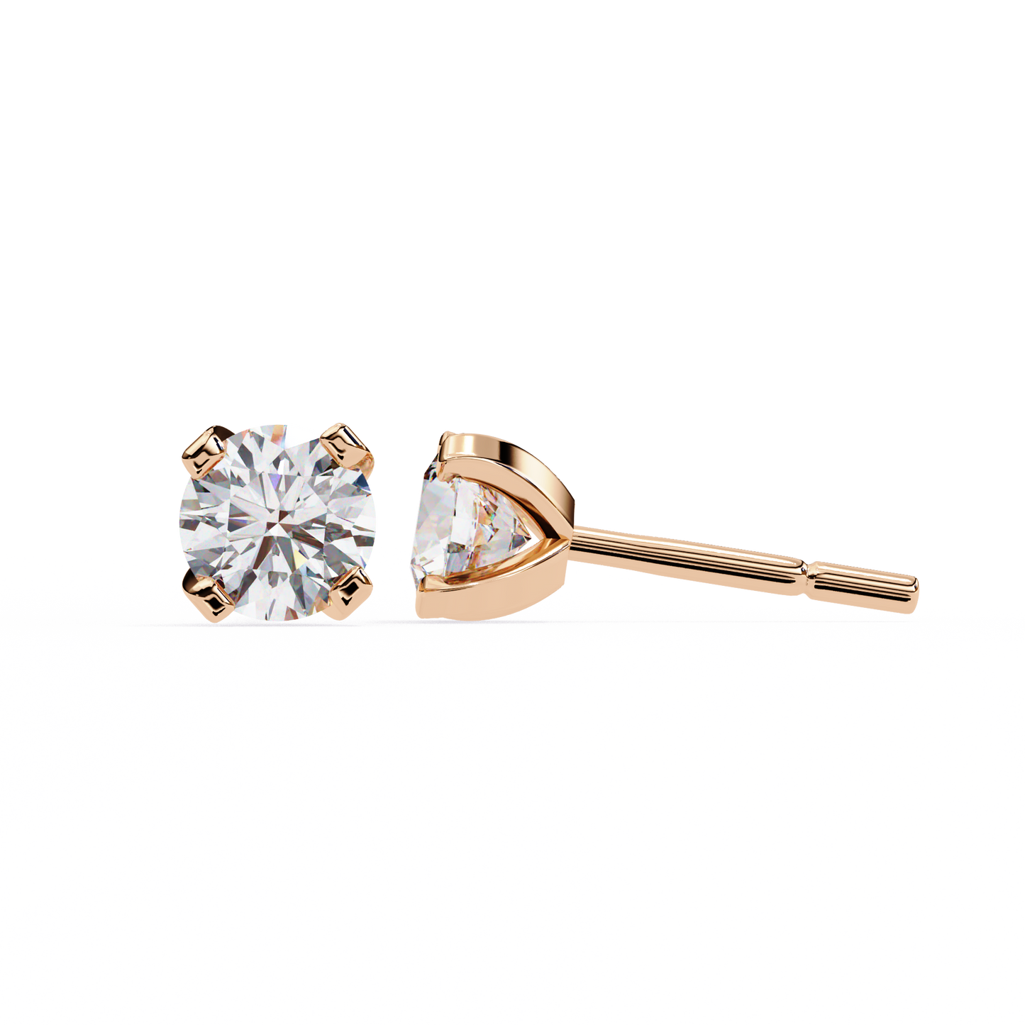 2.57 CTW Round Lab-Grown Diamond Sculpted Four-Prong Stud Earrings in 14K Gold