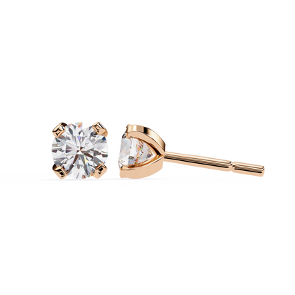 2.57 CTW Round Lab-Grown Diamond Sculpted Four-Prong Stud Earrings in 14K Gold