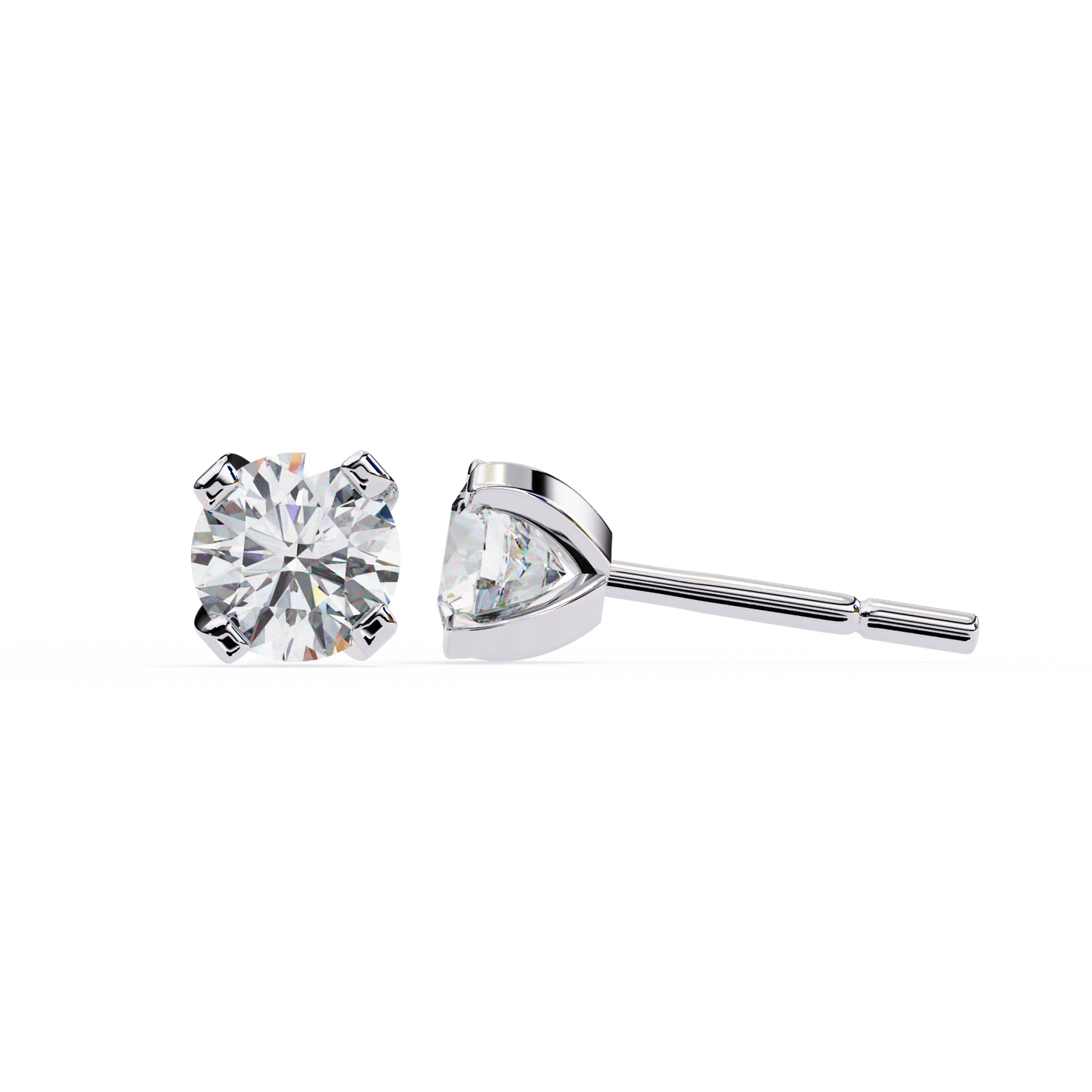 2.57 CTW Round Lab-Grown Diamond Sculpted Four-Prong Stud Earrings in 14K Gold