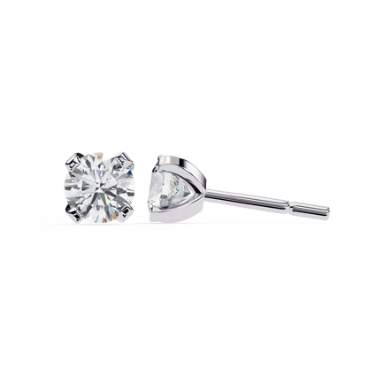 2.57 CTW Round Lab-Grown Diamond Sculpted Four-Prong Stud Earrings in 14K Gold