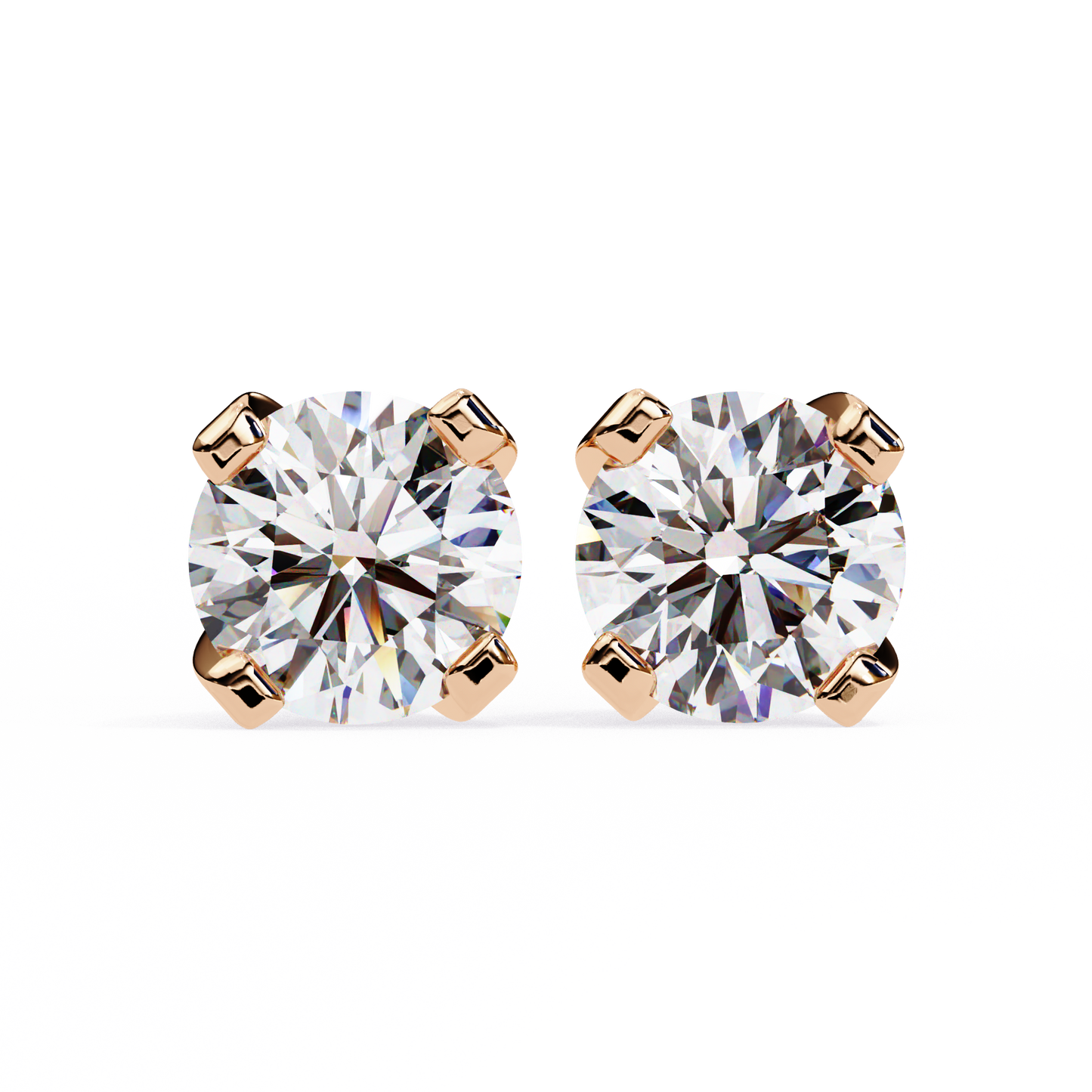 2.57 CTW Round Lab-Grown Diamond Sculpted Four-Prong Stud Earrings in 14K Gold