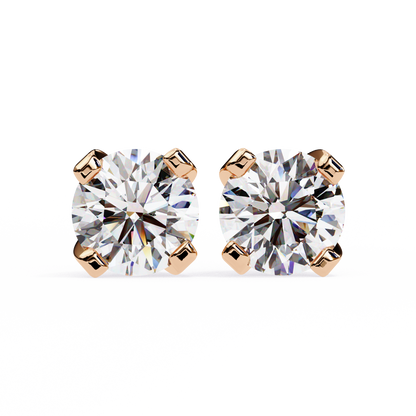 2.57 CTW Round Lab-Grown Diamond Sculpted Four-Prong Stud Earrings in 14K Gold
