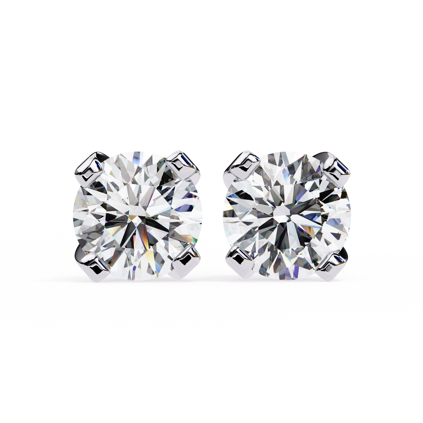2.57 CTW Round Lab-Grown Diamond Sculpted Four-Prong Stud Earrings in 14K Gold