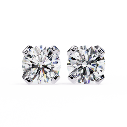 2.57 CTW Round Lab-Grown Diamond Sculpted Four-Prong Stud Earrings in 14K Gold