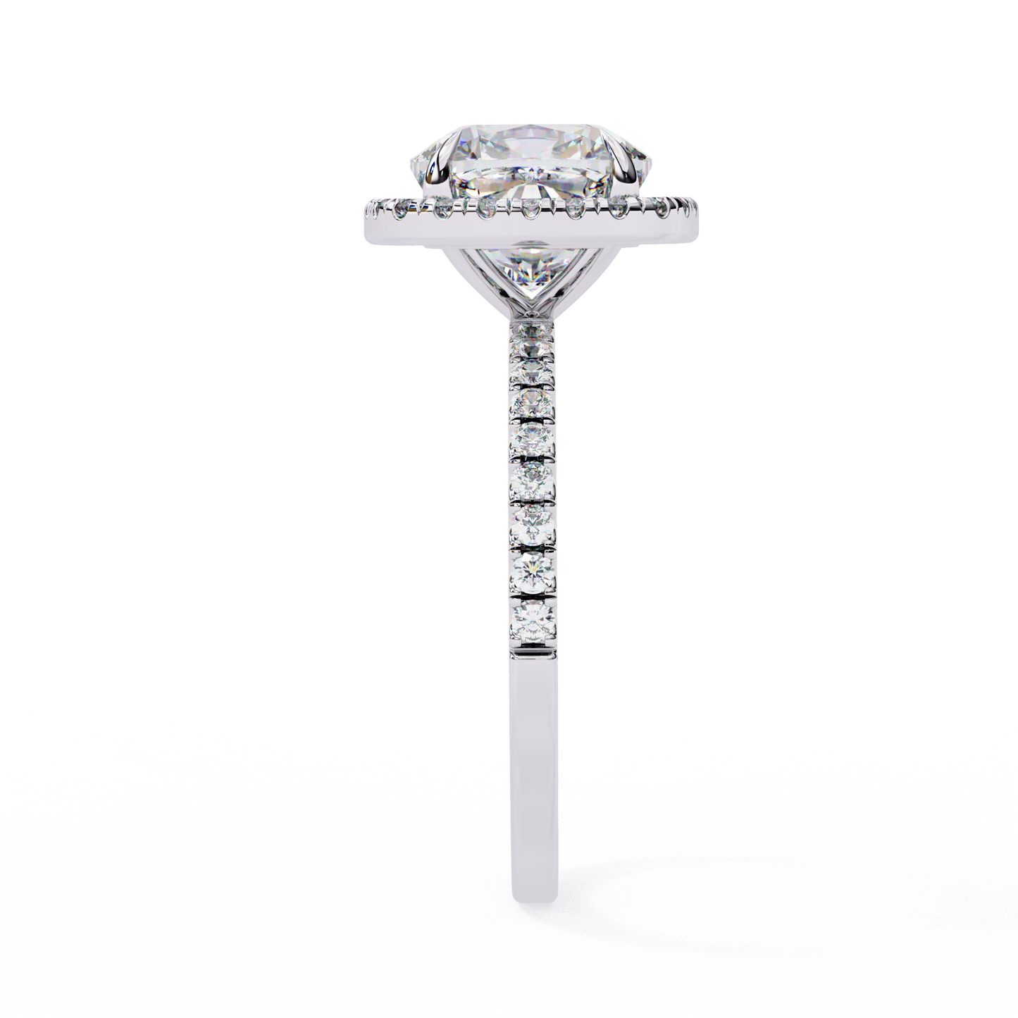 2.09 CTW Cushion Lab-Grown Diamond Halo Pavé Engagement Ring in 14K White Gold