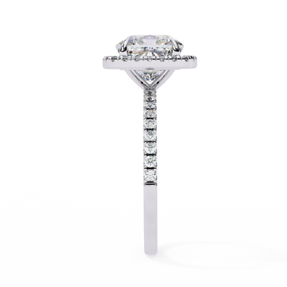 2.09 CTW Cushion Lab-Grown Diamond Halo Pavé Engagement Ring in 14K White Gold