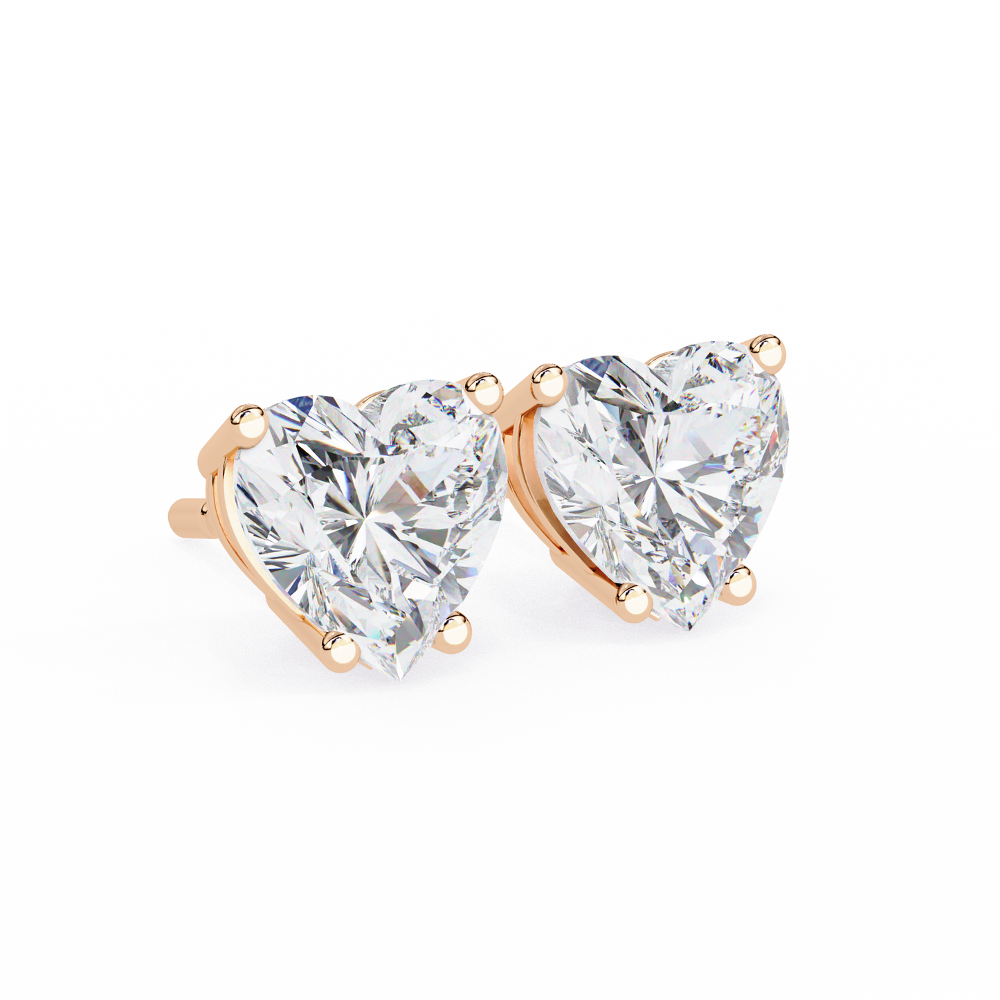 2.43 CTW Heart-Cut Lab-Grown Diamond Stud Earrings in 14K Gold