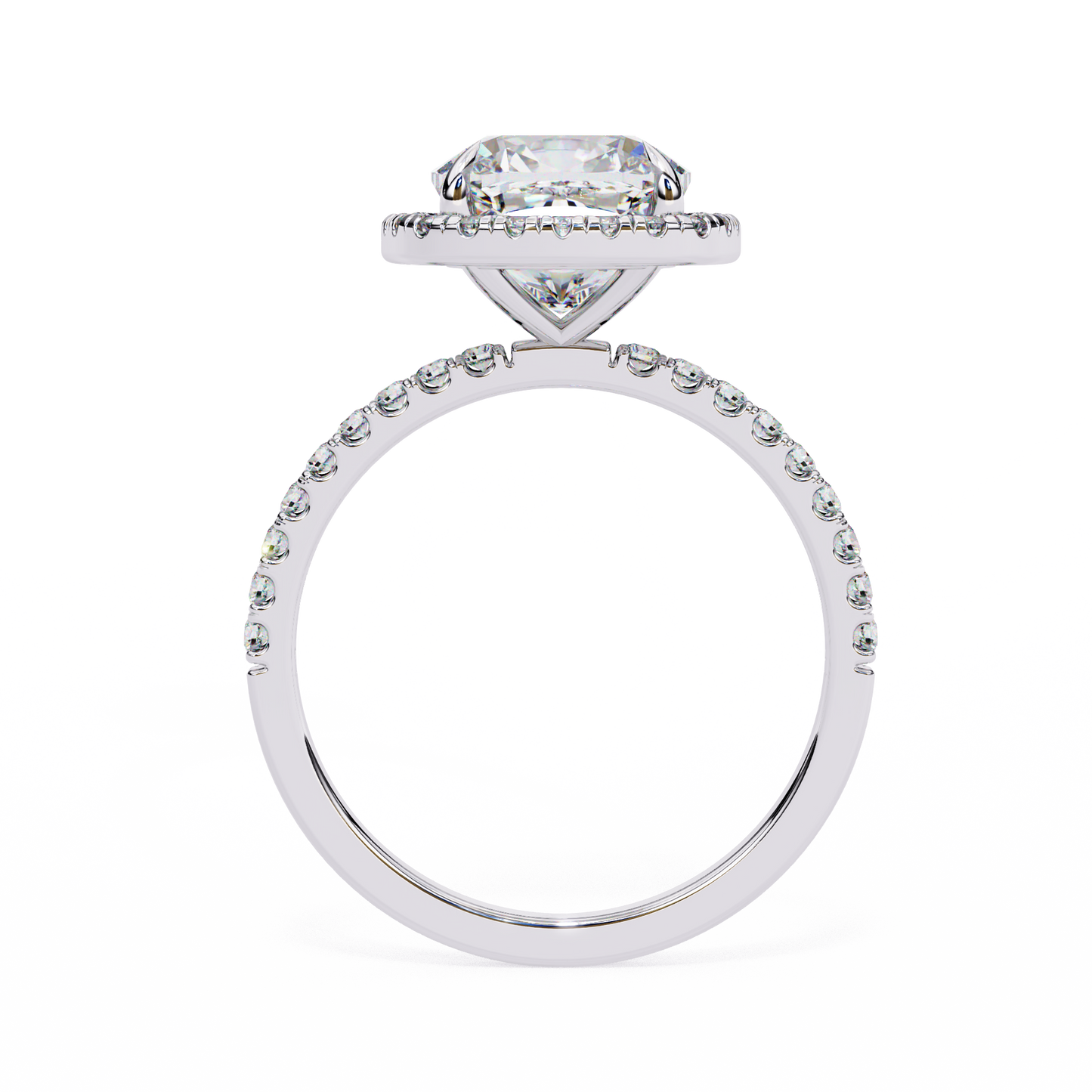 2.09 CTW Cushion Lab-Grown Diamond Halo Pavé Engagement Ring in 14K White Gold