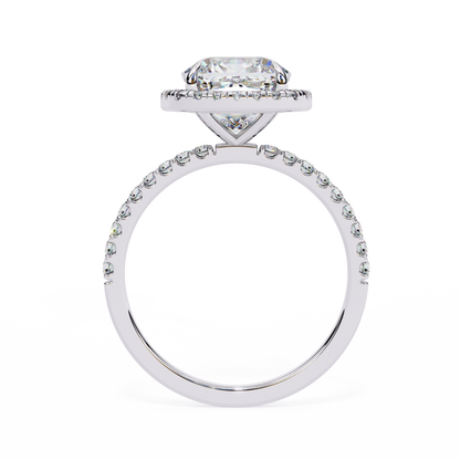 2.09 CTW Cushion Lab-Grown Diamond Halo Pavé Engagement Ring in 14K White Gold