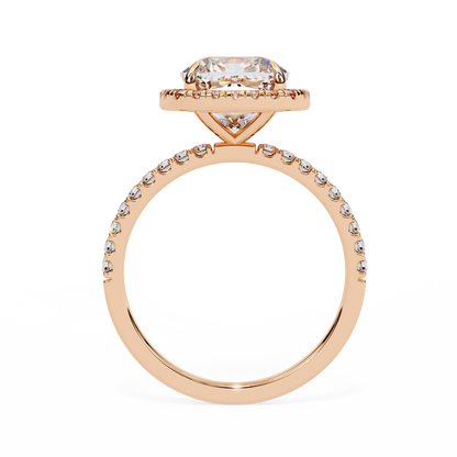 2.09 CTW Cushion Lab-Grown Diamond Halo Pavé Engagement Ring in 14K White Gold