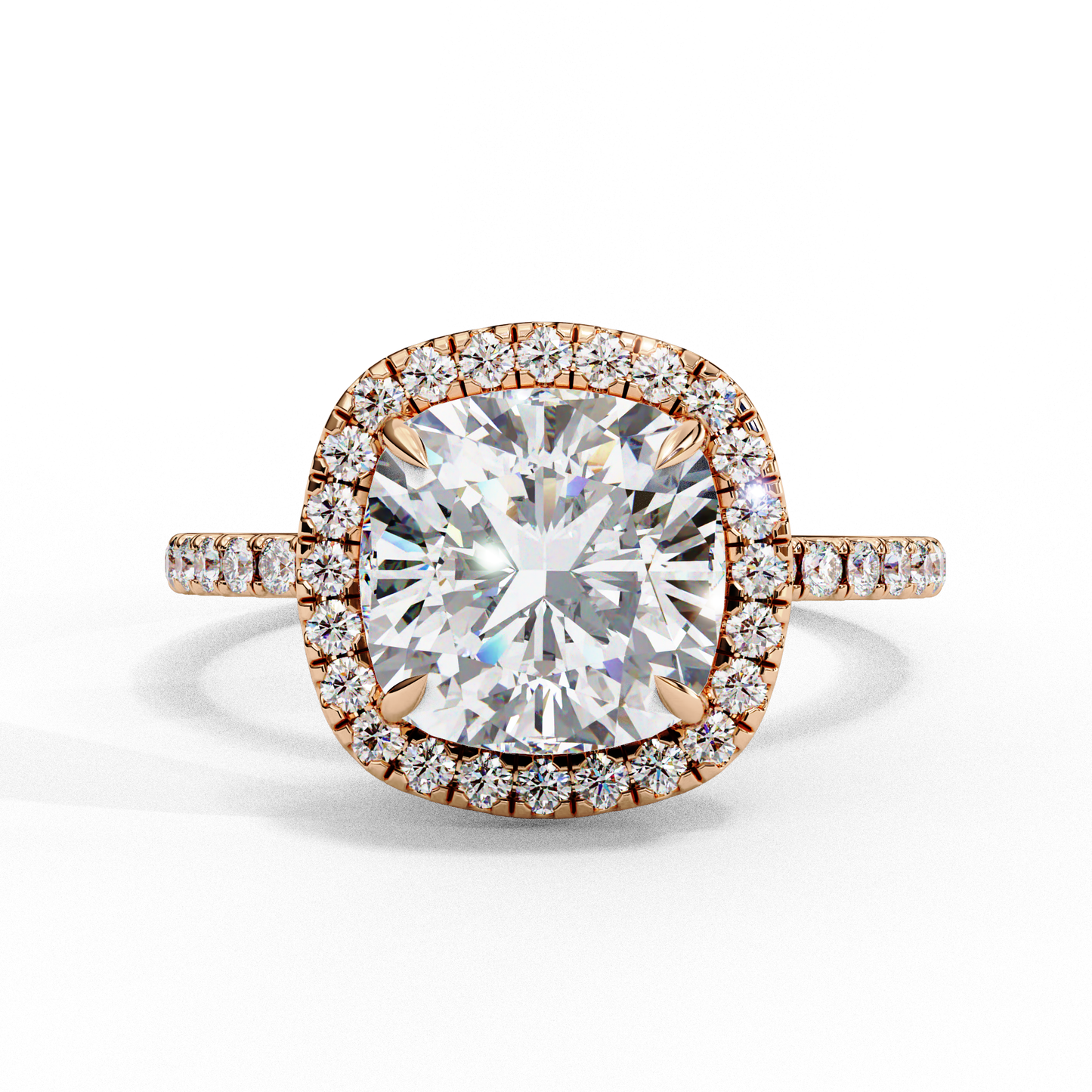 2.09 CTW Cushion Lab-Grown Diamond Halo Pavé Engagement Ring in 14K White Gold