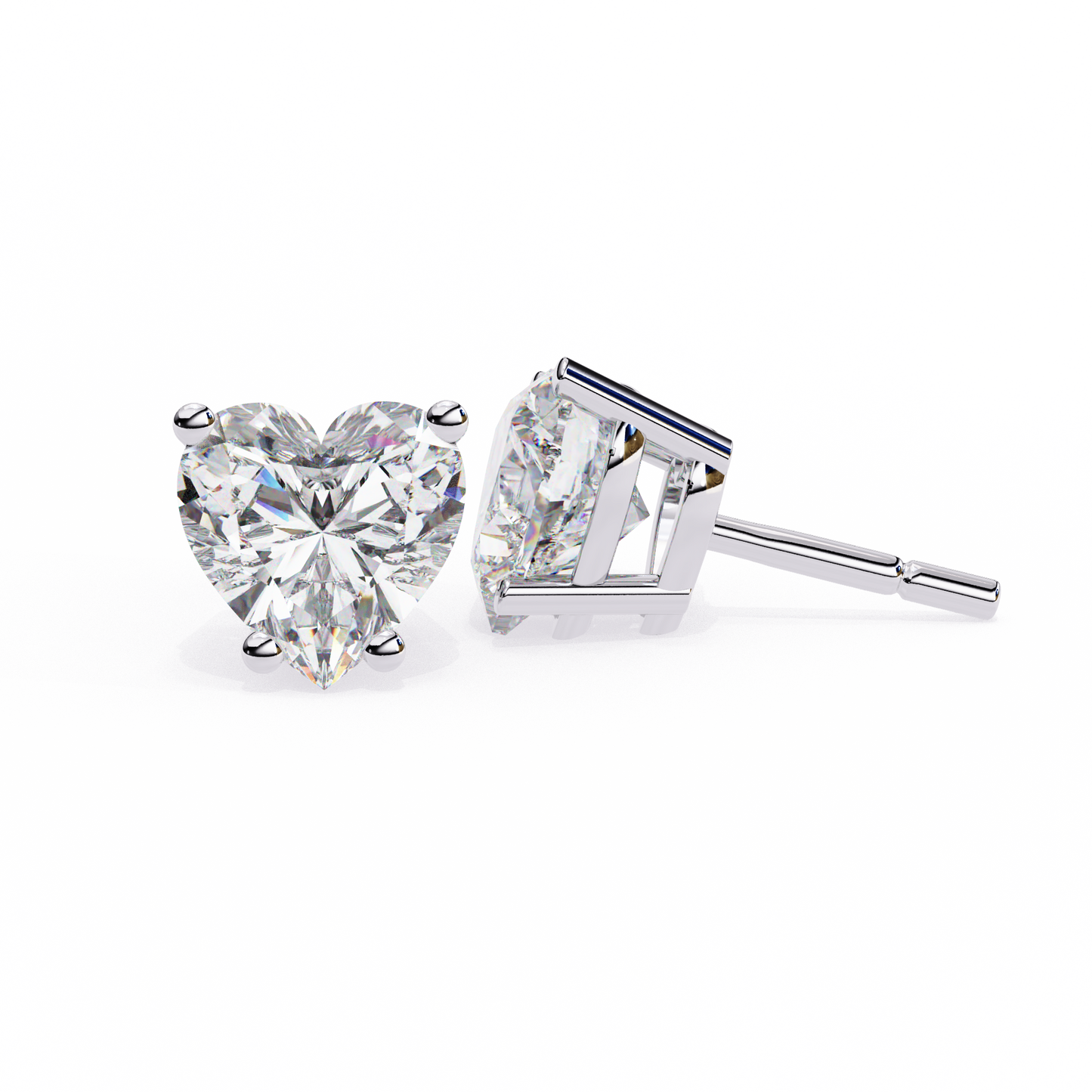 2.43 CTW Heart-Cut Lab-Grown Diamond Stud Earrings in 14K Gold
