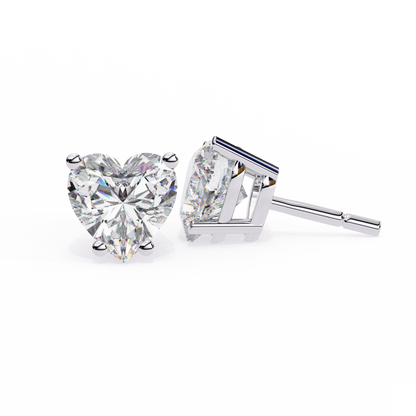 2.43 CTW Heart-Cut Lab-Grown Diamond Stud Earrings in 14K Gold