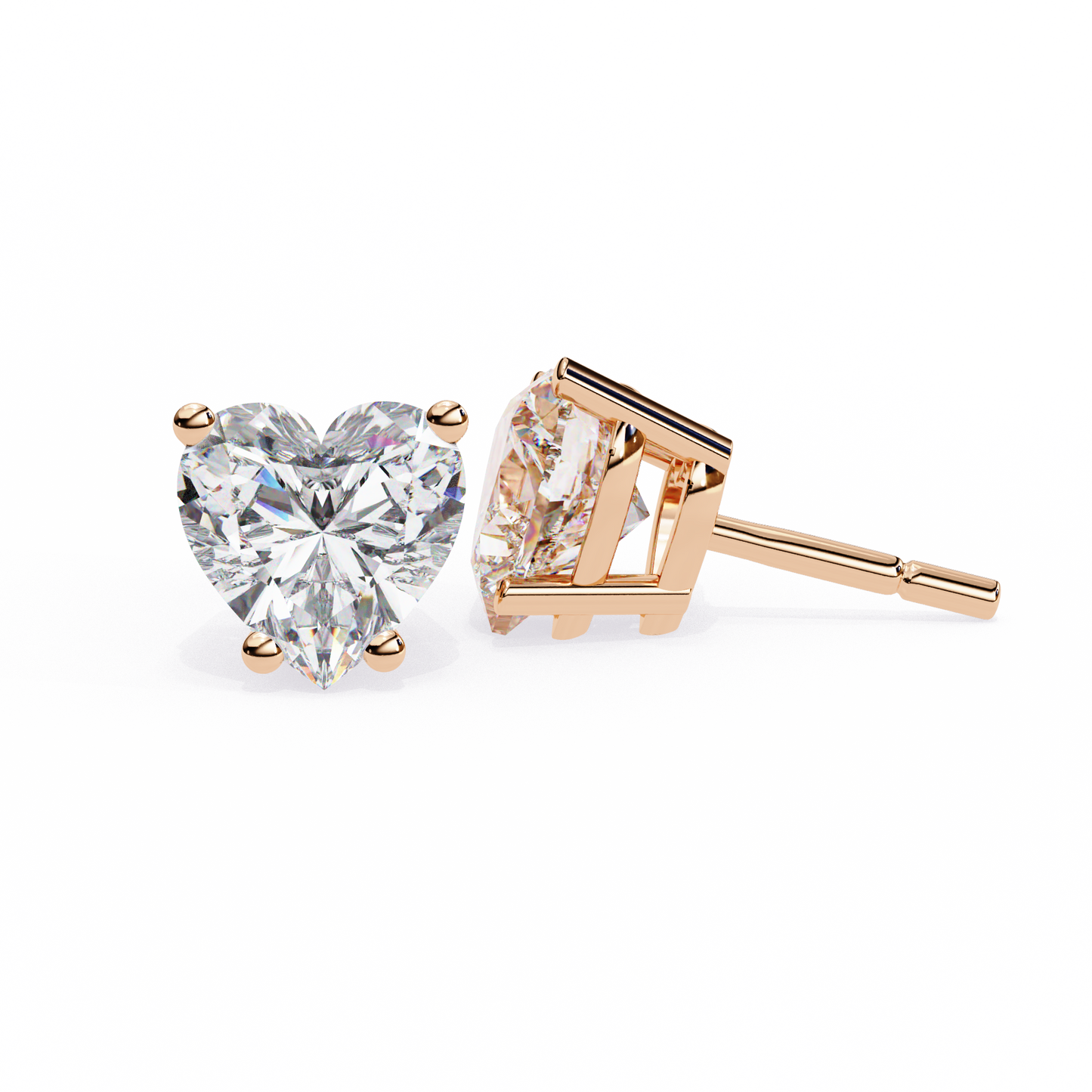 2.43 CTW Heart-Cut Lab-Grown Diamond Stud Earrings in 14K Gold