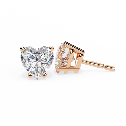 2.43 CTW Heart-Cut Lab-Grown Diamond Stud Earrings in 14K Gold