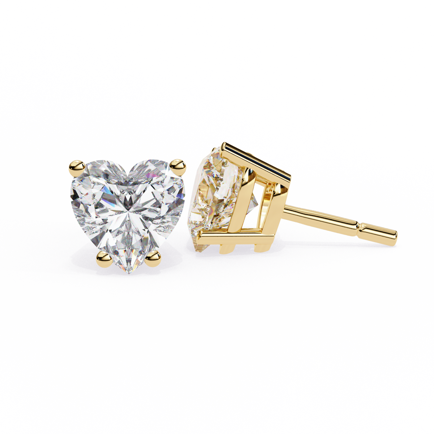 2.43 CTW Heart-Cut Lab-Grown Diamond Stud Earrings in 14K Gold