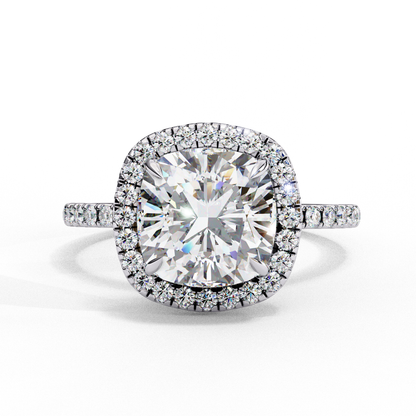 2.09 CTW Cushion Lab-Grown Diamond Halo Pavé Engagement Ring in 14K White Gold