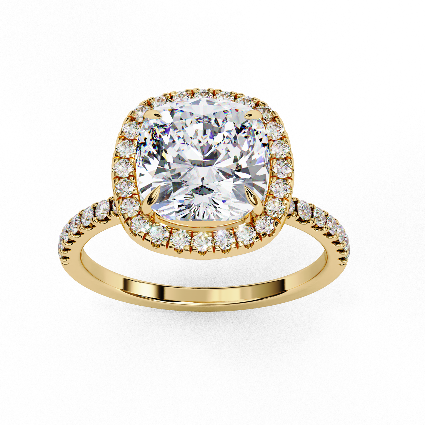 2.09 CTW Cushion Lab-Grown Diamond Halo Pavé Engagement Ring in 14K White Gold