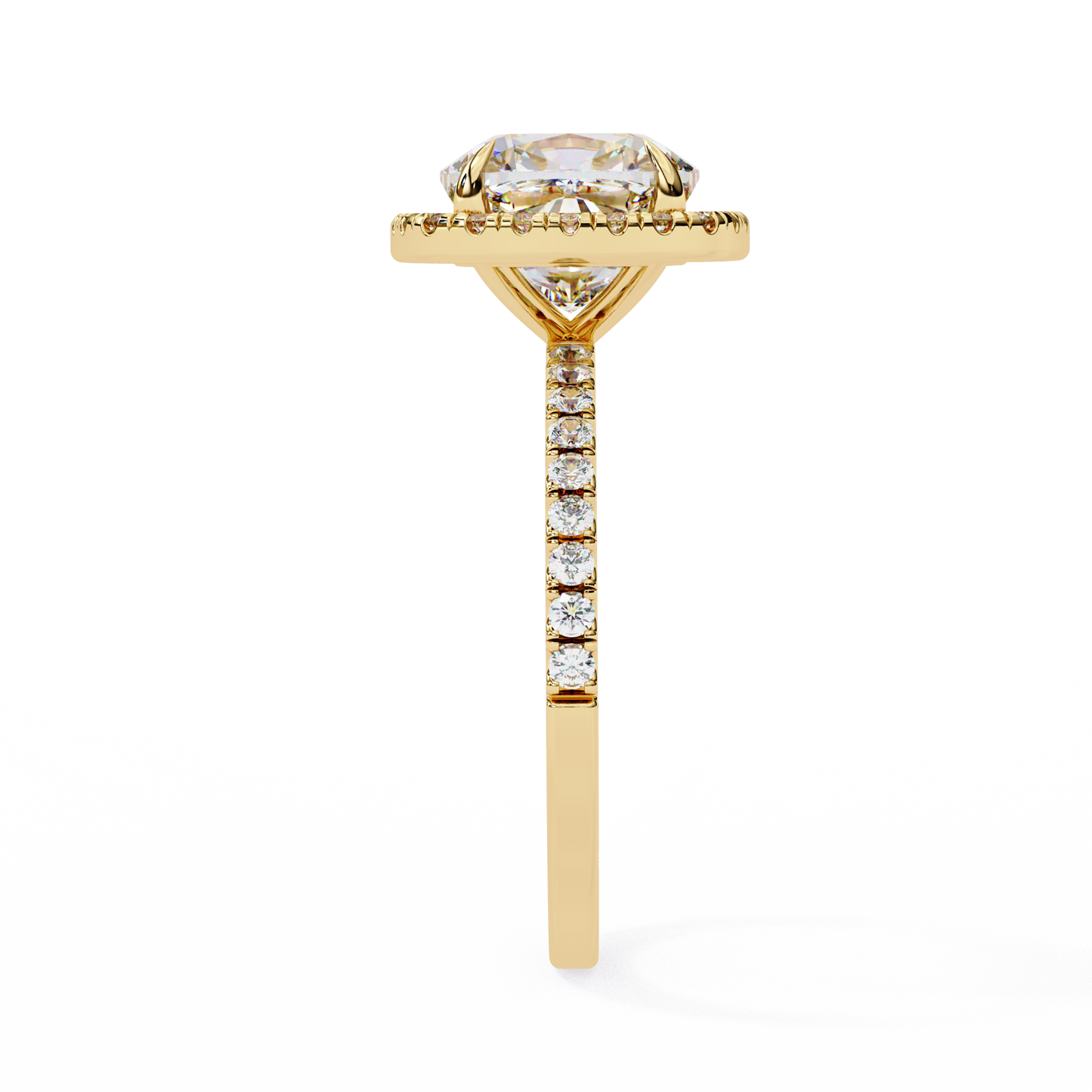 2.09 CTW Cushion Lab-Grown Diamond Halo Pavé Engagement Ring in 14K White Gold