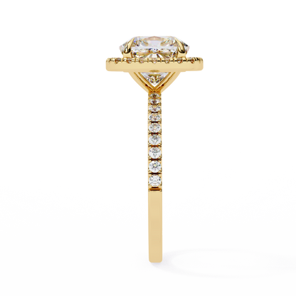 2.09 CTW Cushion Lab-Grown Diamond Halo Pavé Engagement Ring in 14K White Gold