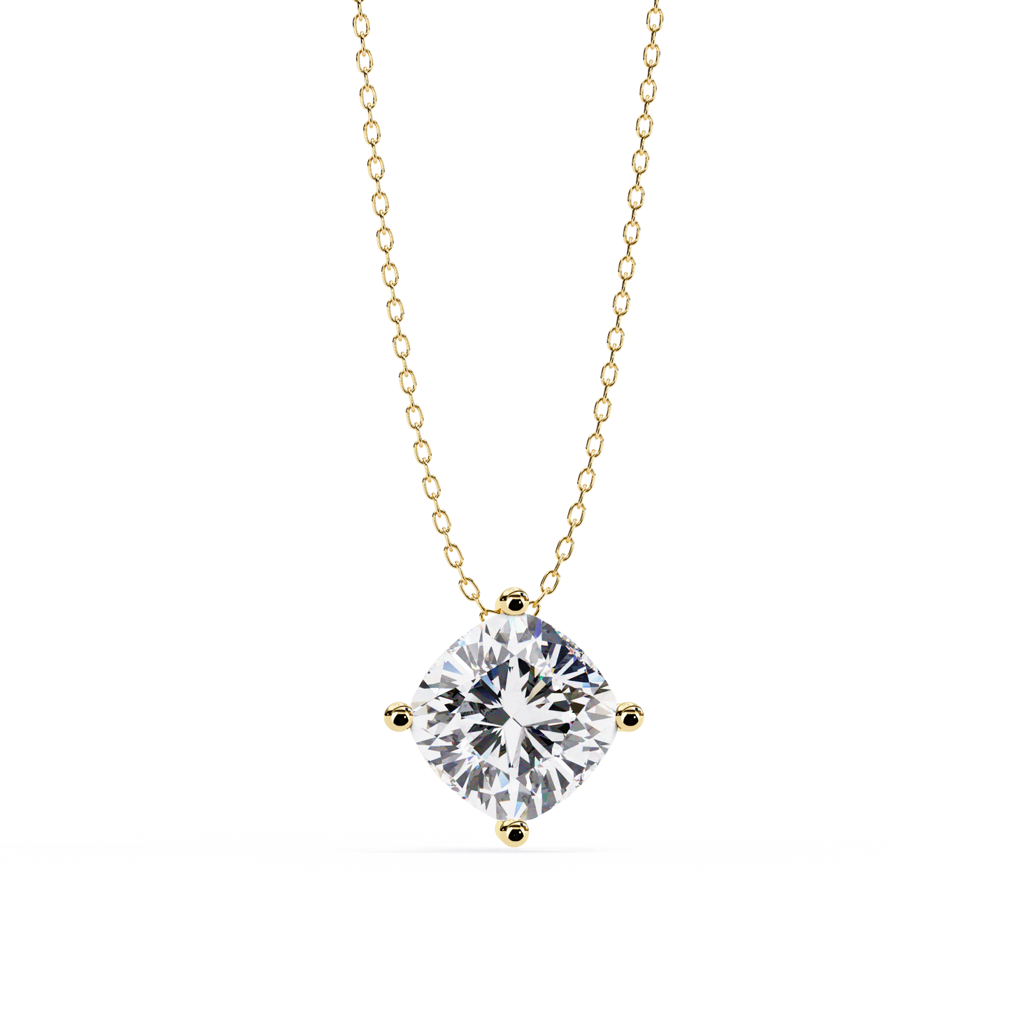 2.30 CT Cushion-Cut Lab-Grown Diamond Solitaire Pendant Necklace in 14K Gold & Platinum
