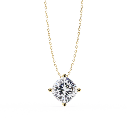 2.30 CT Cushion-Cut Lab-Grown Diamond Solitaire Pendant Necklace in 14K Gold & Platinum