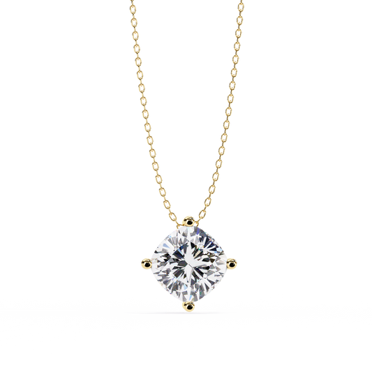 2.30 CT Cushion-Cut Lab-Grown Diamond Solitaire Pendant Necklace in 14K Gold & Platinum