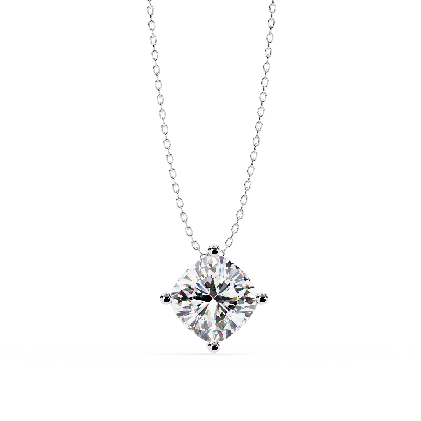 2.30 CT Cushion-Cut Lab-Grown Diamond Solitaire Pendant Necklace in 14K Gold & Platinum