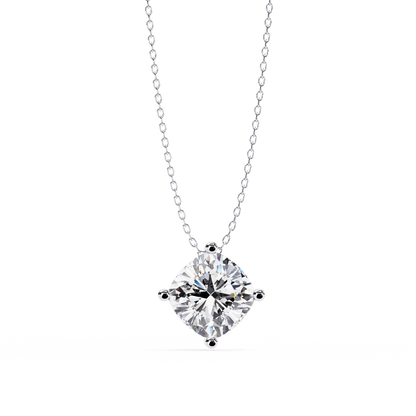2.30 CT Cushion-Cut Lab-Grown Diamond Solitaire Pendant Necklace in 14K Gold & Platinum
