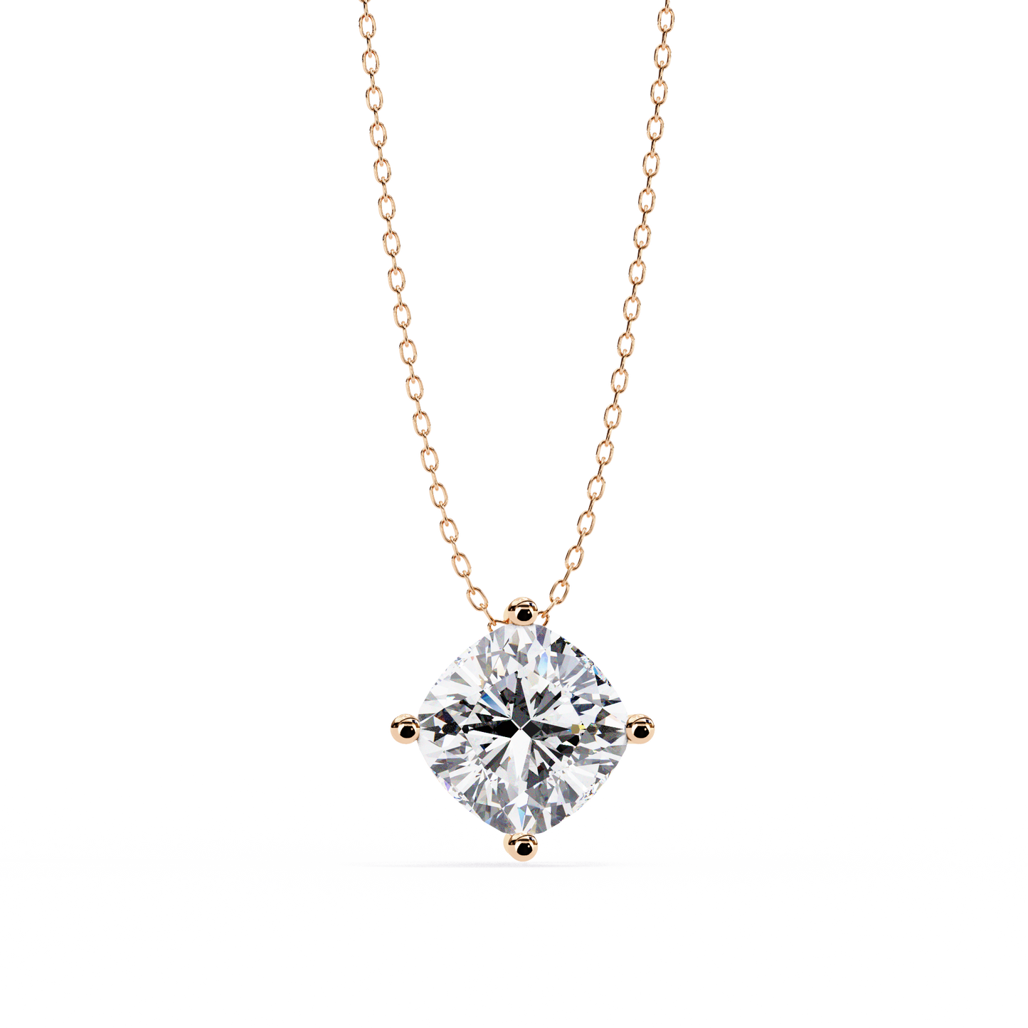 2.30 CT Cushion-Cut Lab-Grown Diamond Solitaire Pendant Necklace in 14K Gold & Platinum