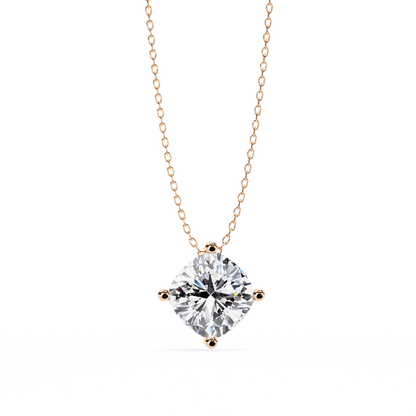 2.30 CT Cushion-Cut Lab-Grown Diamond Solitaire Pendant Necklace in 14K Gold & Platinum