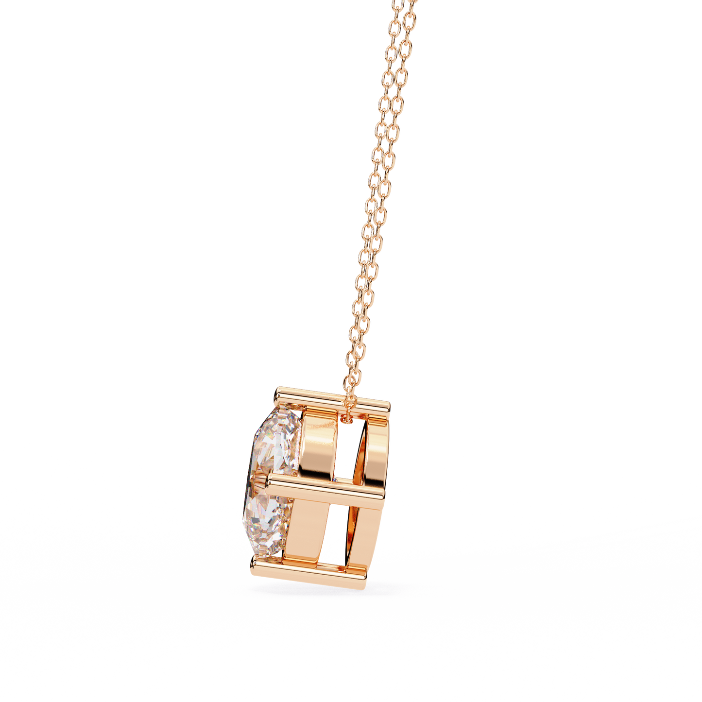 2.30 CT Cushion-Cut Lab-Grown Diamond Solitaire Pendant Necklace in 14K Gold & Platinum