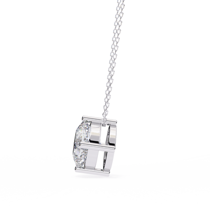 2.30 CT Cushion-Cut Lab-Grown Diamond Solitaire Pendant Necklace in 14K Gold & Platinum