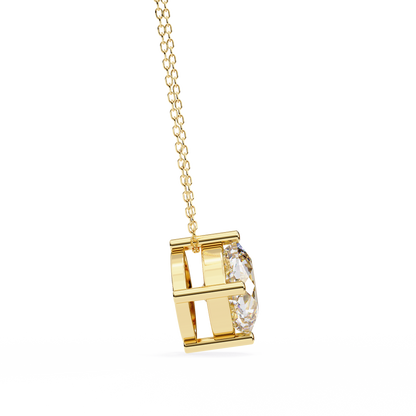 2.30 CT Cushion-Cut Lab-Grown Diamond Solitaire Pendant Necklace in 14K Gold & Platinum