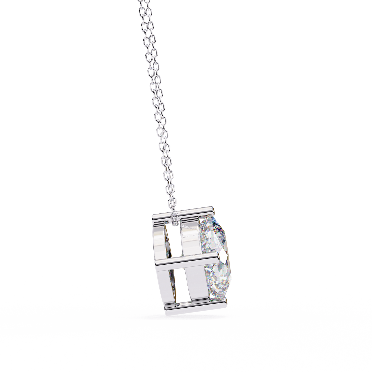 2.30 CT Cushion-Cut Lab-Grown Diamond Solitaire Pendant Necklace in 14K Gold & Platinum