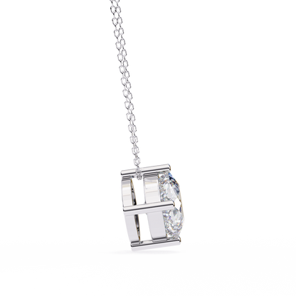 2.30 CT Cushion-Cut Lab-Grown Diamond Solitaire Pendant Necklace in 14K Gold & Platinum