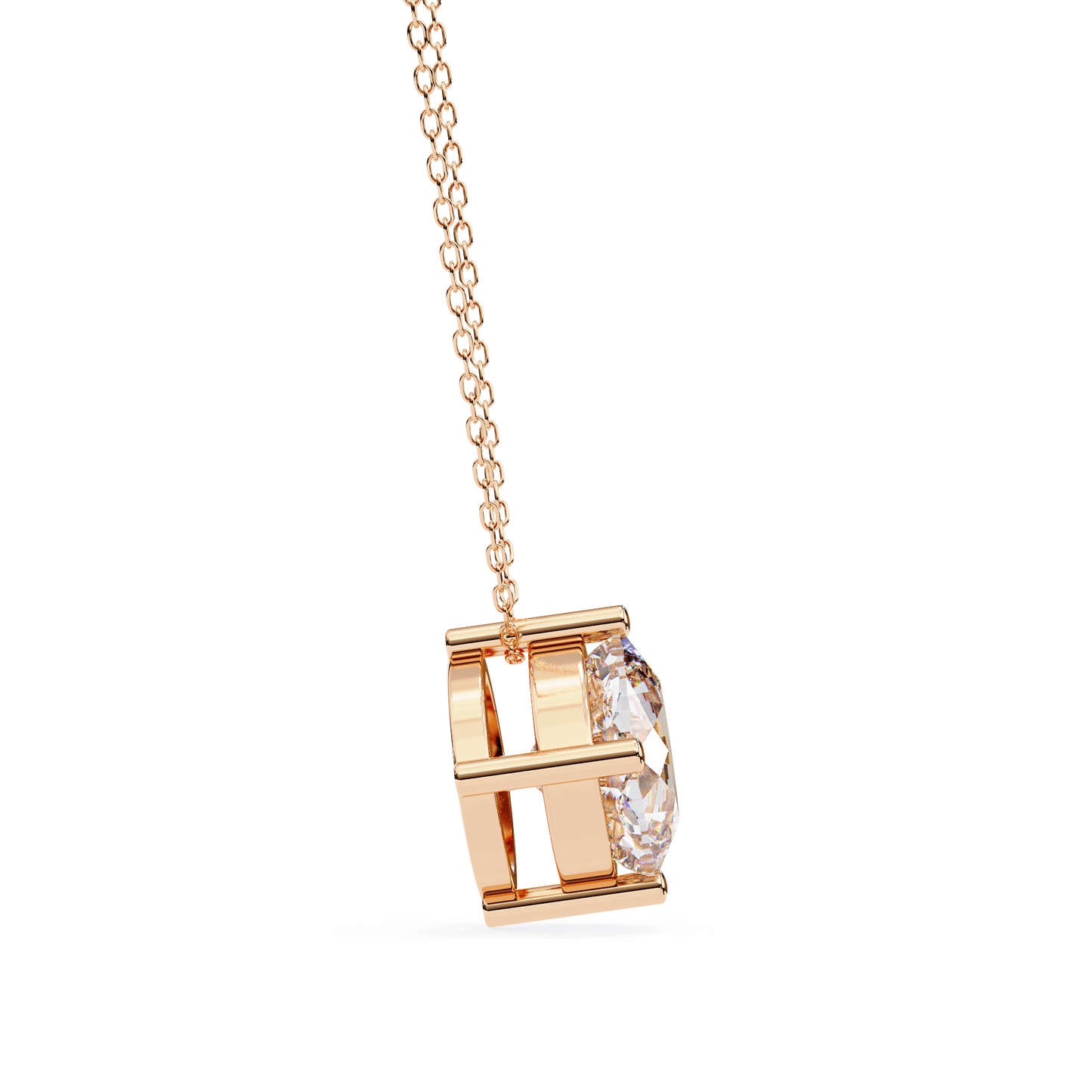 2.30 CT Cushion-Cut Lab-Grown Diamond Solitaire Pendant Necklace in 14K Gold & Platinum