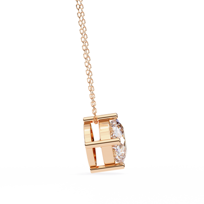 2.30 CT Cushion-Cut Lab-Grown Diamond Solitaire Pendant Necklace in 14K Gold & Platinum