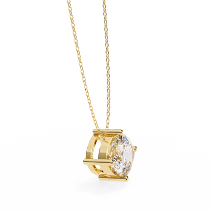 2.30 CT Cushion-Cut Lab-Grown Diamond Solitaire Pendant Necklace in 14K Gold & Platinum