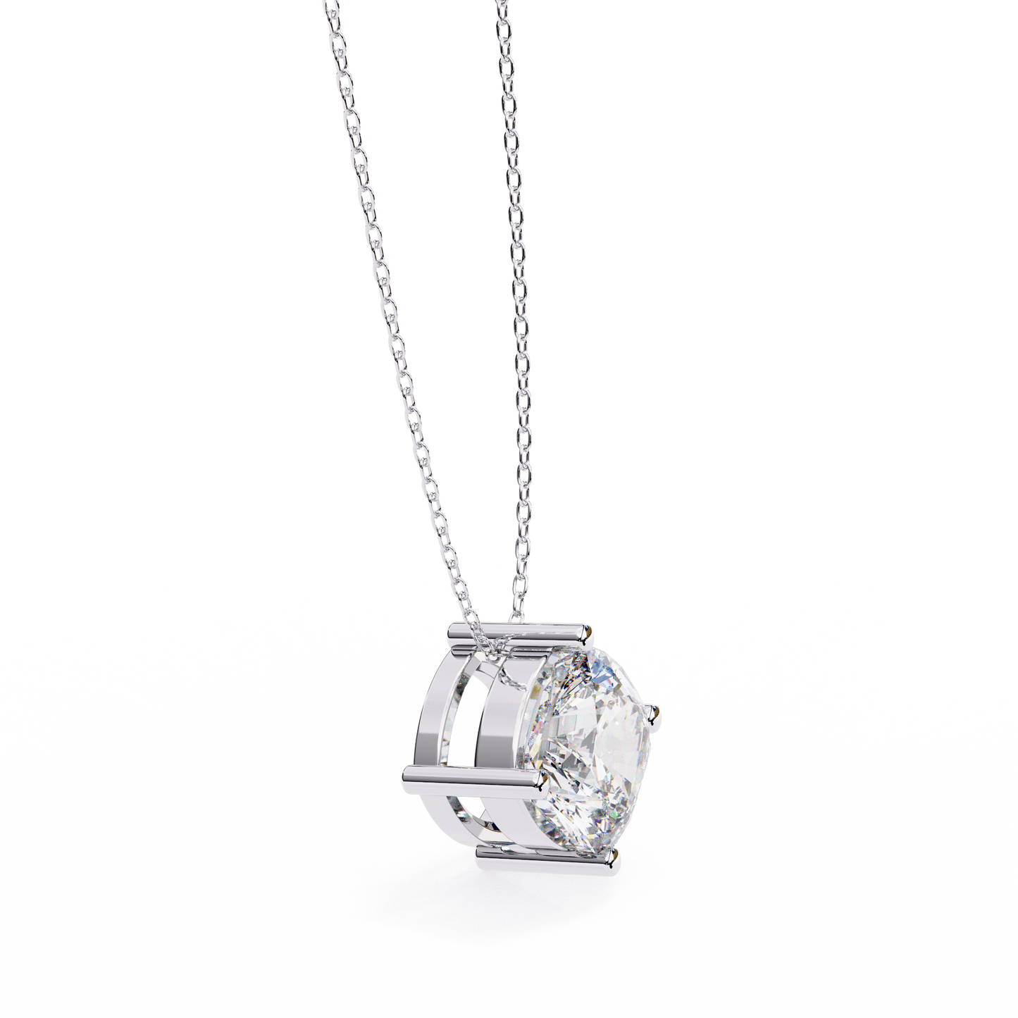 2.30 CT Cushion-Cut Lab-Grown Diamond Solitaire Pendant Necklace in 14K Gold & Platinum