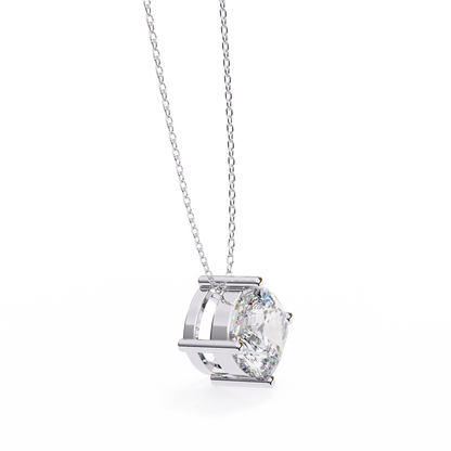 2.30 CT Cushion-Cut Lab-Grown Diamond Solitaire Pendant Necklace in 14K Gold & Platinum