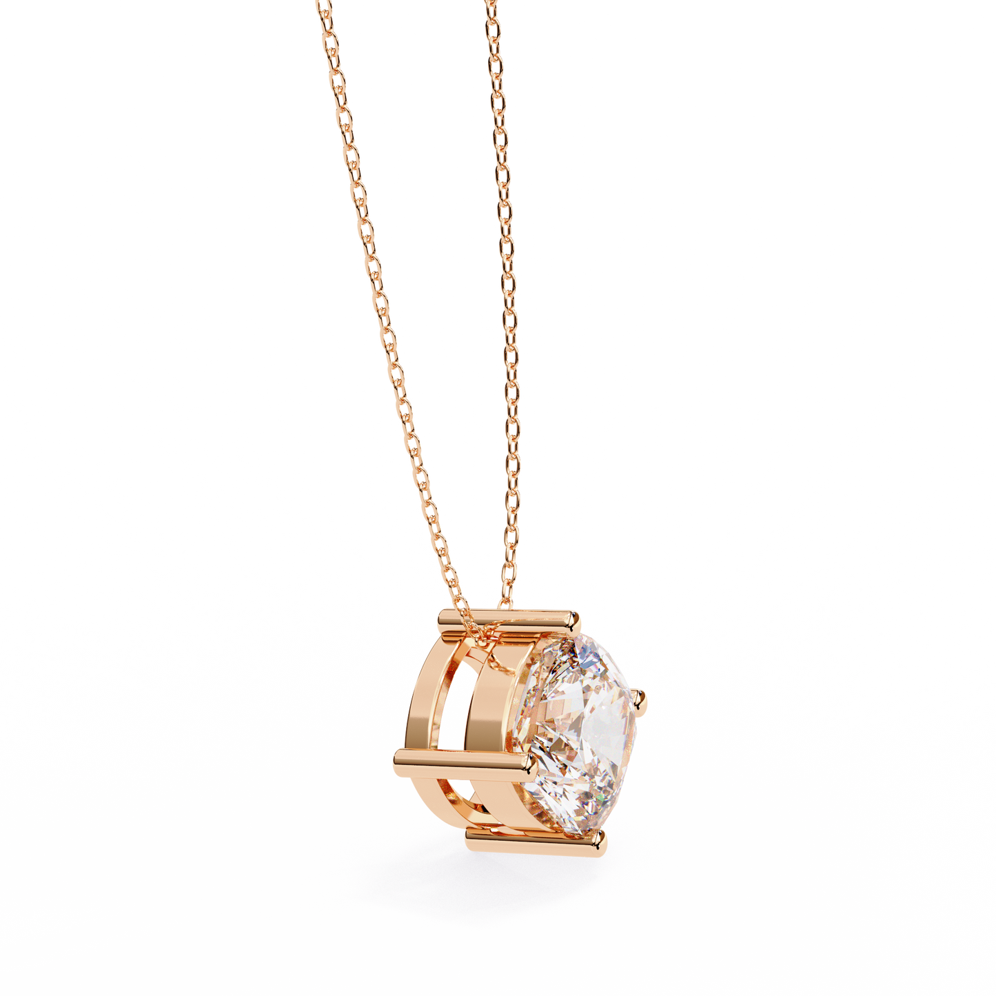 2.30 CT Cushion-Cut Lab-Grown Diamond Solitaire Pendant Necklace in 14K Gold & Platinum