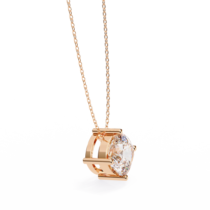 2.30 CT Cushion-Cut Lab-Grown Diamond Solitaire Pendant Necklace in 14K Gold & Platinum