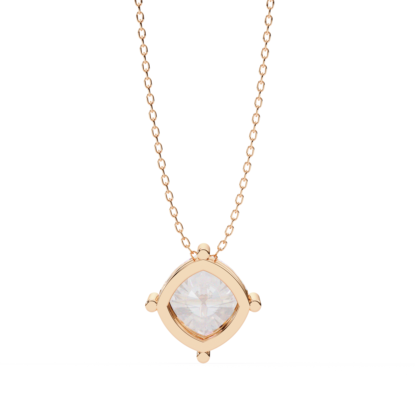 2.30 CT Cushion-Cut Lab-Grown Diamond Solitaire Pendant Necklace in 14K Gold & Platinum