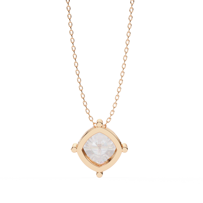 2.30 CT Cushion-Cut Lab-Grown Diamond Solitaire Pendant Necklace in 14K Gold & Platinum