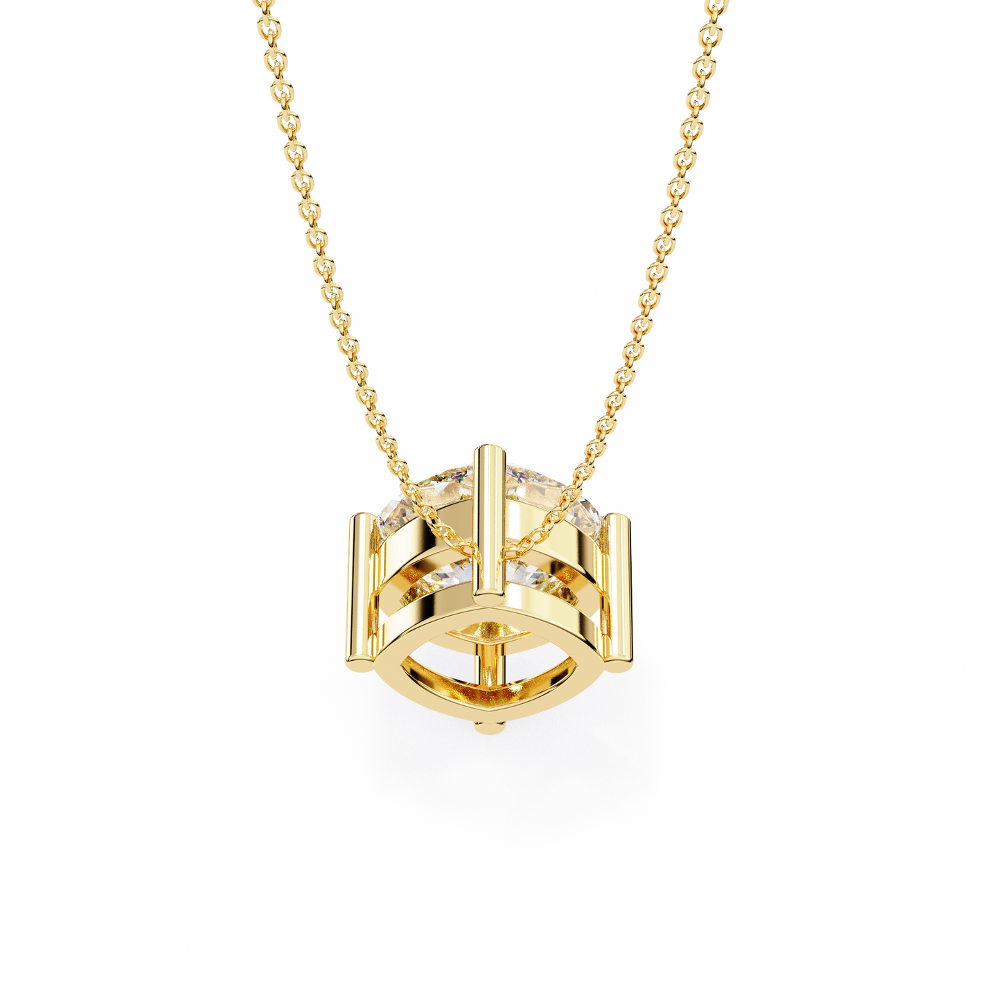 2.30 CT Cushion-Cut Lab-Grown Diamond Solitaire Pendant Necklace in 14K Gold & Platinum